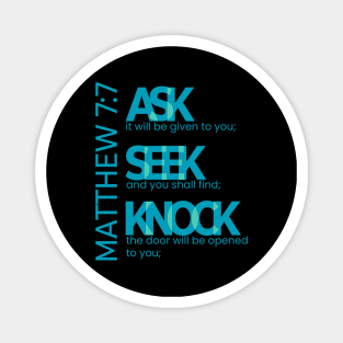 Matthew 7:7 Bible Statement Verse Design | Ask, Seek, and Knock Magnet